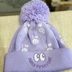 Purple Beanie with Smile Design